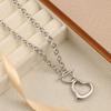 Unisex Stainless Steel Heart Pendant Necklace & Bracelet Set - Minimalist Hip Hop Trend