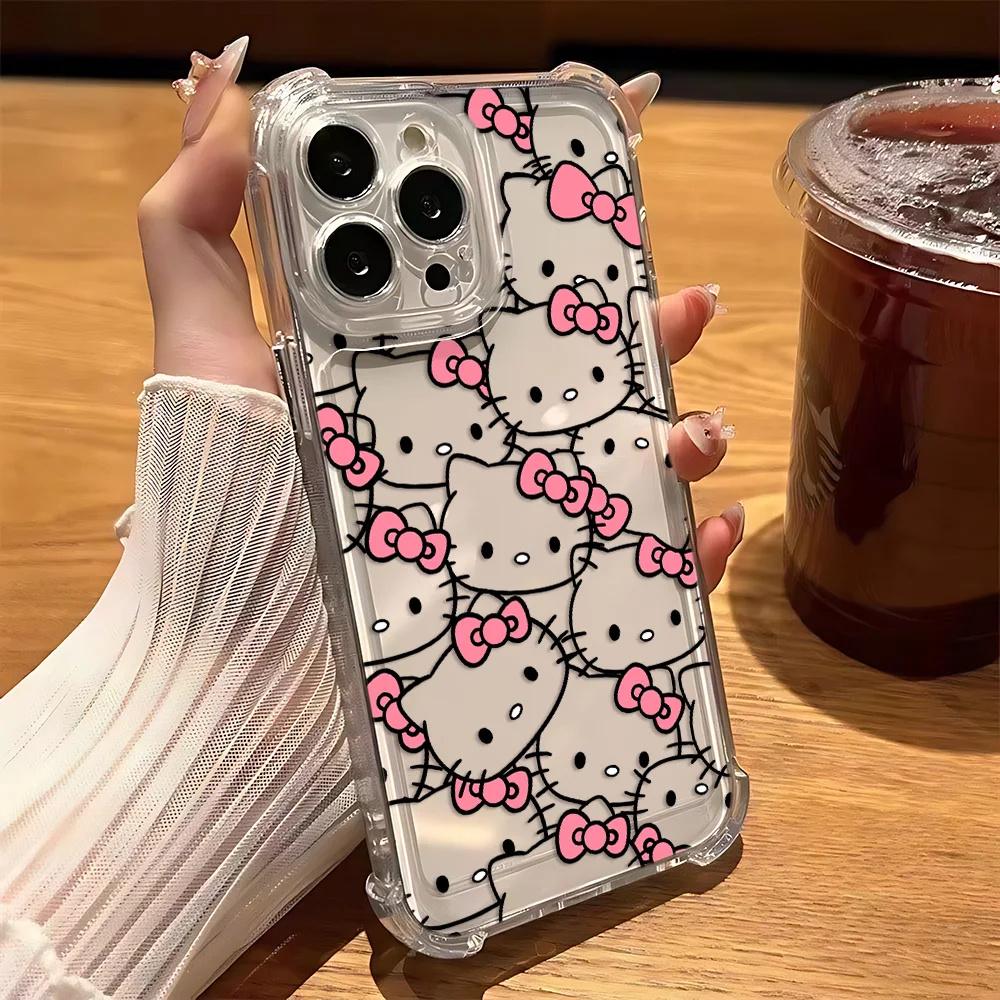 Transparent Hello Kitty Phone Case For Samsung Galaxy S26 Ultra 5G S25 FE Edge S24 S23 S22 Ultra Plus A57 5G Shockproof Cover