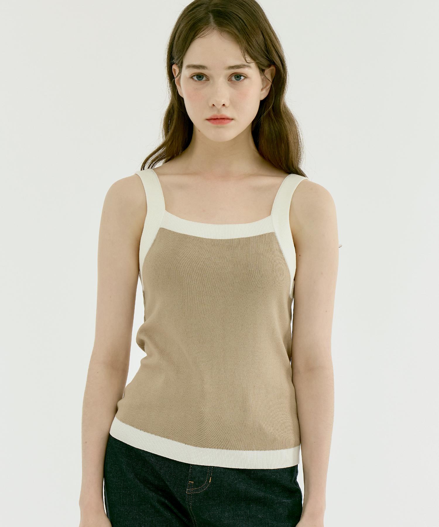 210 Edit Women S Square Neck Sleeveless [White Camel]_Zf2Sw610 55