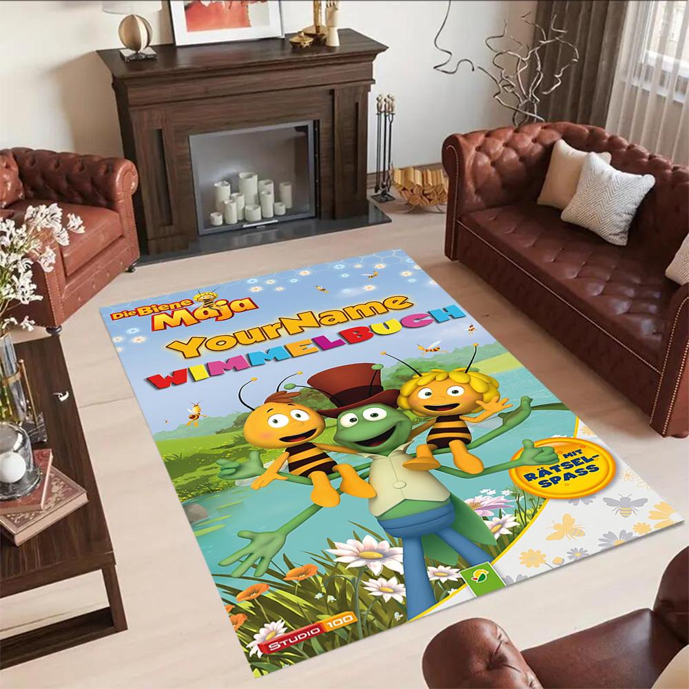 Biene Maja Customizable Name Floor Mat Perfect for Hallway Game Room Outdoor Living Rooms Antislip Carpet Office home decor Perfect Gift for Women/Men