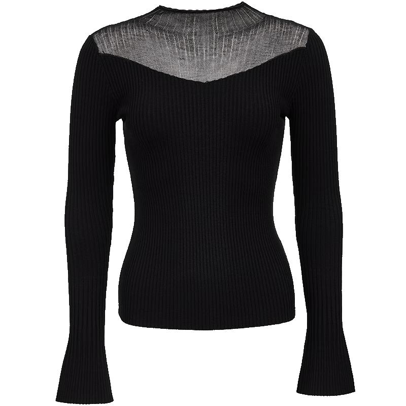 

VEROMODA Slim-Fit Sheer Shoulder Flared Sleeve Knit Top L