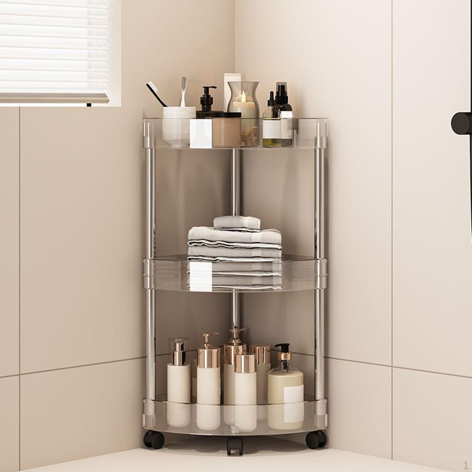 

Bathroom Standing Shelf Shower Organizer Stand Rolling Storage Cart for Laundry Rooms 3 layer