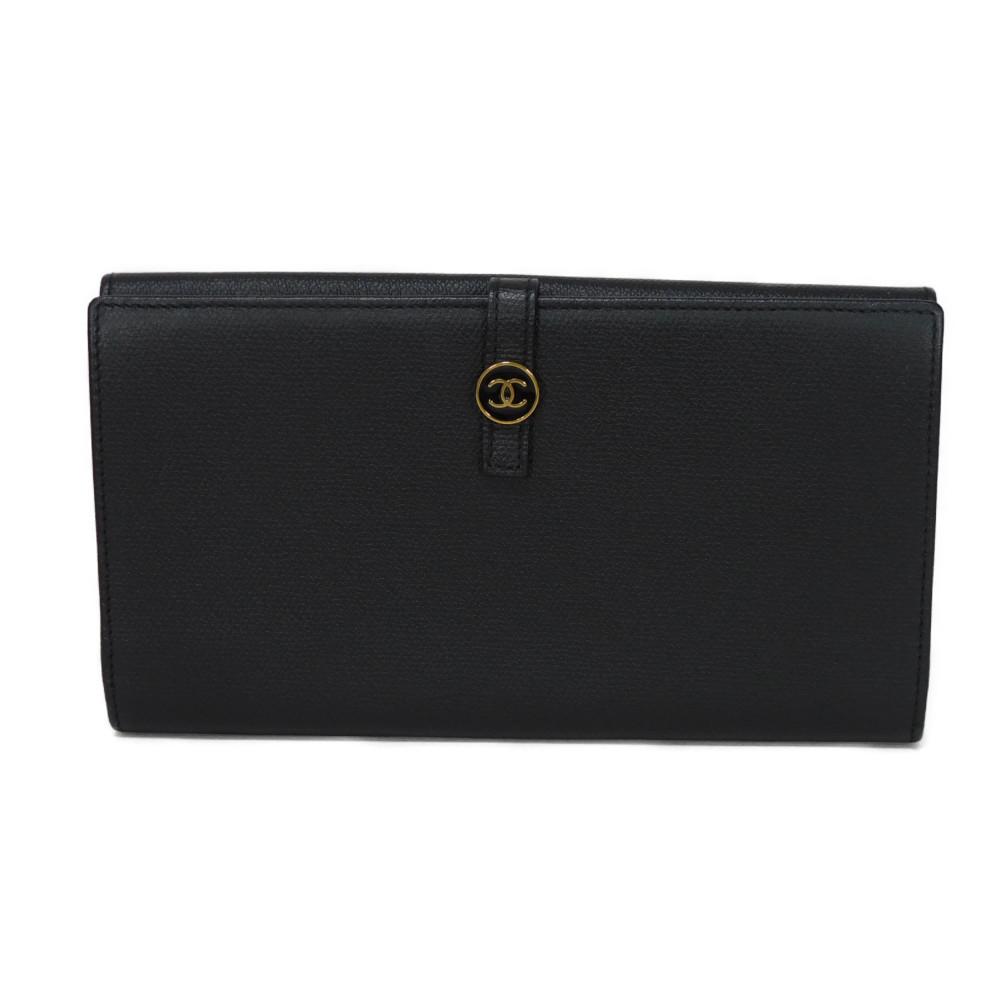 Used 10097 COCO Button Long Flap Wallet A20905 7940 Excellent Condition CC Mark Calfskin Enamel 9th Series COCO Mark