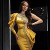 2025 Cross-Border European & American Women's Gold-Accented High-Neck Irregular Banquet Dress