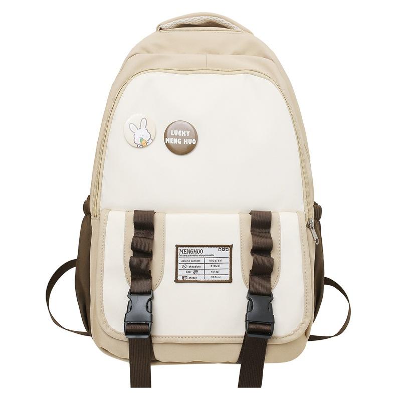 

College style ins color matching letter labeling student schoolbag version junior high school students large-capacity backpack with pendant хаки