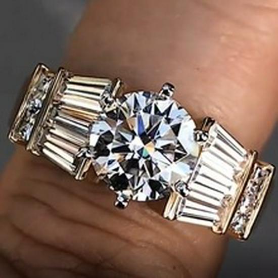 Anello Zircone Arcobaleno Moda Europeo-Americana - Quadrato Pieno di Diamanti, Monocolore, R4573.