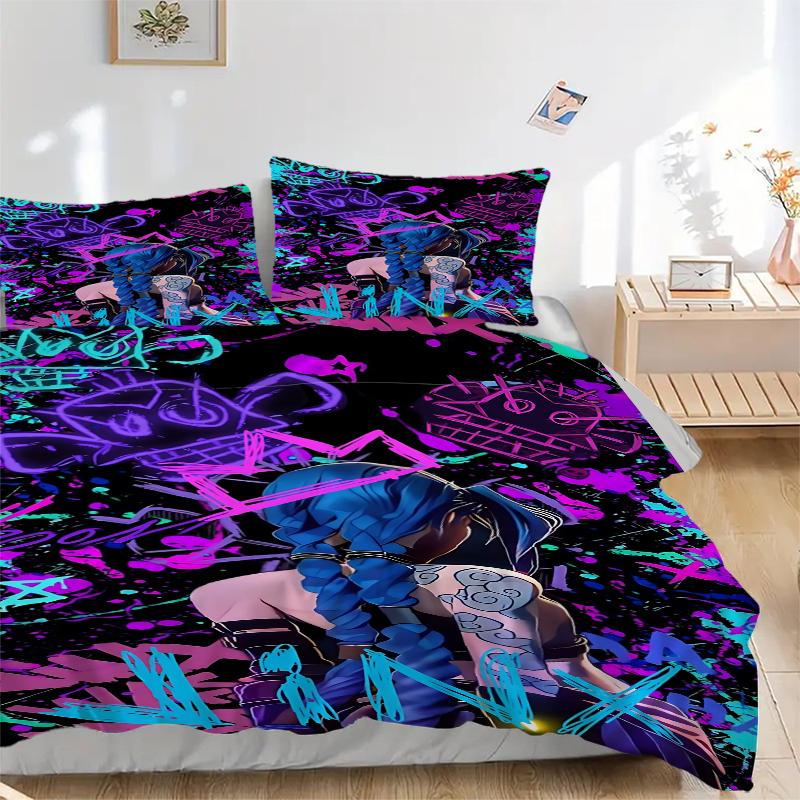 3Pcs Cyberpunk Jinx Artwork Bedding Sets For All Sizes New 3D Printed Bed Cover Comforter Duvet Cover Pillowcase Bedroom Decoration