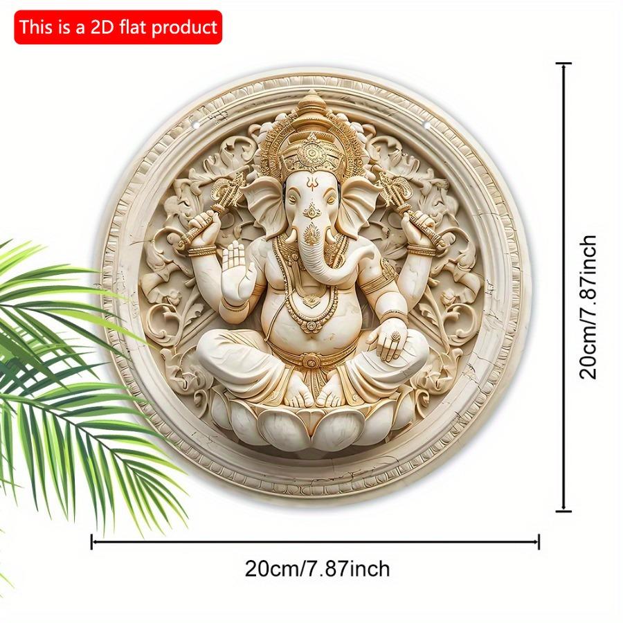 1pc 2d Flat Classic Style Ganesha Wall Art - 20cm Manufactured Wood Decorative Sign & Plaque for Diwali Multipurpose Use, No Electricity Needed, Ideal