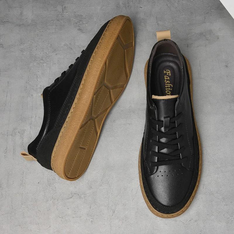 Fashion Luxury Brand Men's Shoes Italian High Quality Leather Casual Shoes New Business All-match Men Sneakers Non-slip Skateboard Shoes