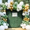 148Pcs Green, White, and Gold Latex Balloon Set Suitable for Birthday Parties, Weddings, Valentine's Day Parties, and Decoration