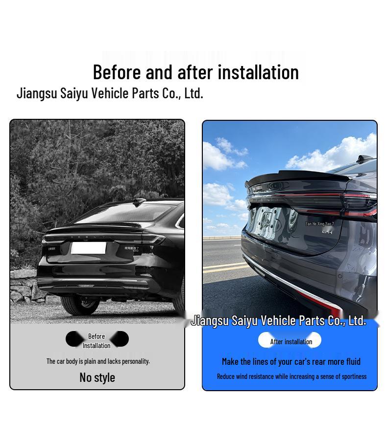 Geely Galaxy Star Ray 7 Blade Rear Spoiler - No-Drill Carbon Fiber Pattern