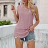 2024 European & American Women's V-Neck Hollow Out Sleeveless Casual Vest Top