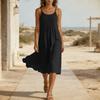 Linen Maxi Dresses for Women Sleeveless V Neck Long House Dress Casual Loose Fit Summer Sundress with Pockets