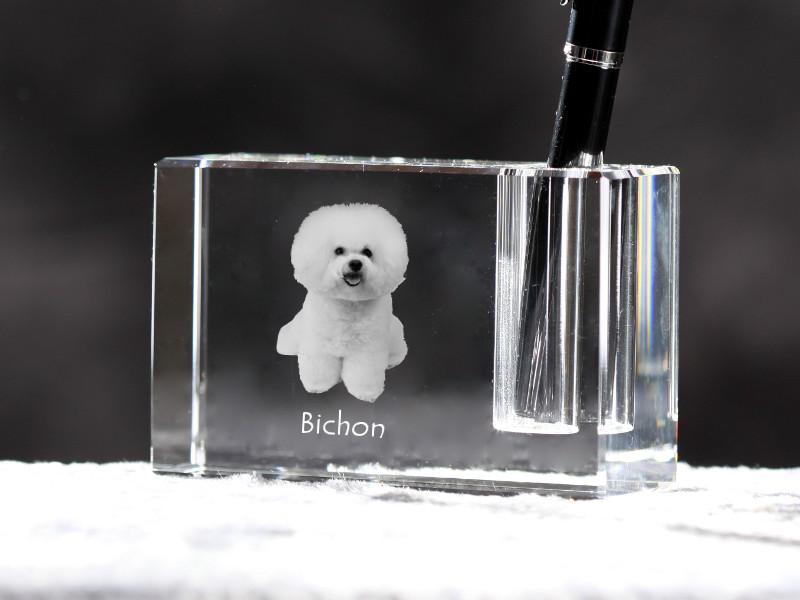 Bichon Frise, Bichon Tenerife, Bichon a poil frise – Pen stand, crystal organiser with dog photo | Art-Dog