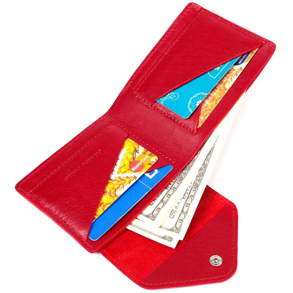 Women's Wallet with Coin Holder Made of Glossy Genuine Leather GRANDE PELLE Wallet 16808 Red