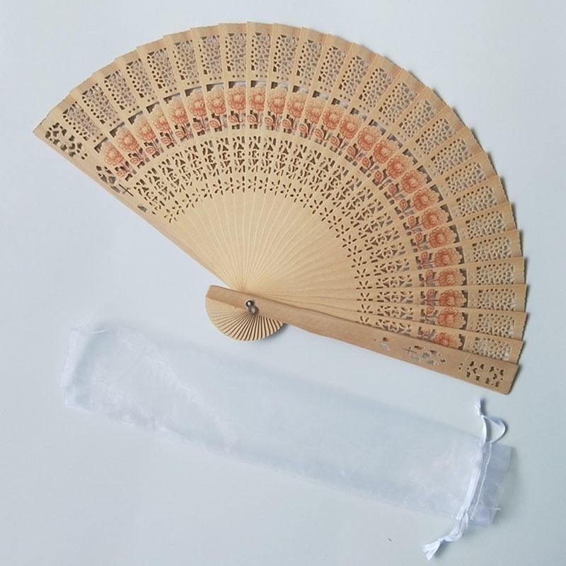 8-inch Scented Sandalwood Folding Fan with Chinese Character Design