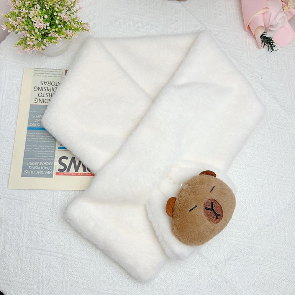 

Зимний шарф-манишка из искусственного меха Капибара Женский шарф Мягкий плюшевый шарф для девочек White-A