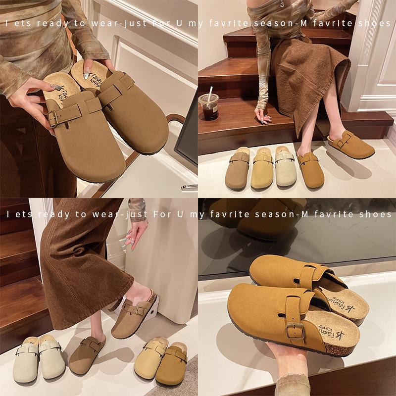 2025 Versatile Unisex Birkenstock Retro Closed-Toe Cork Sole Sandals with Thick Sole and One Strap