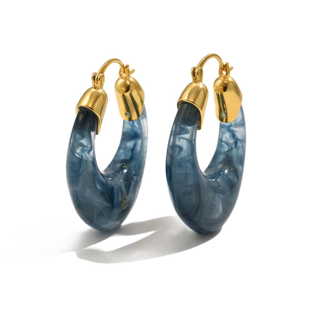 14K Real Gold Electroplating, Autumn And Winter Retro Transparent Resin Earrings, Circles, Geometric Earrings, Light Luxury High-End Earrings, Women'S