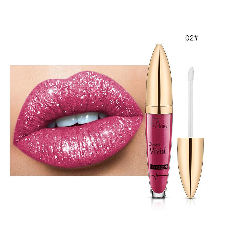

Pudaier Glitter Flip Матовый перламутровый блеск для губ с антипригарным покрытием Diamond Lip Gloss 02#