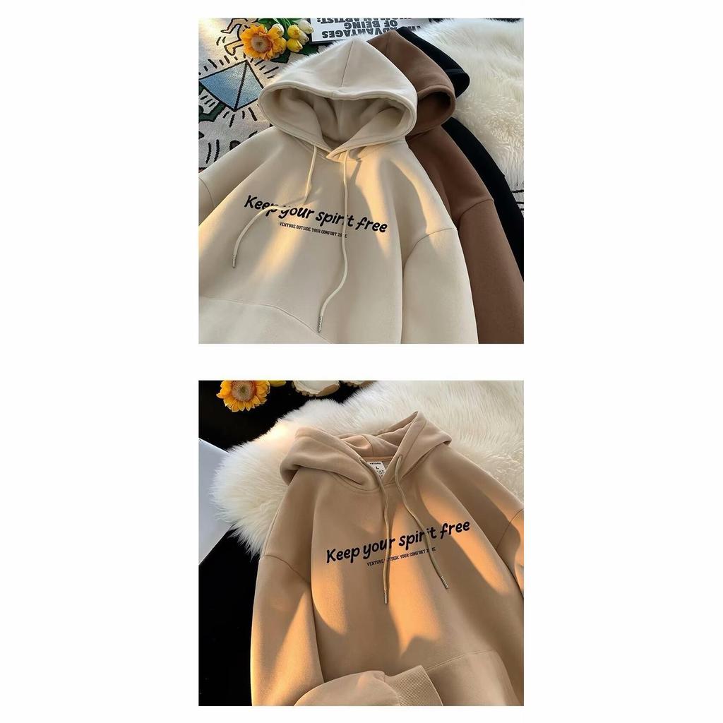 Men's Heavyweight Fleece-Lined Hooded Sweatshirt - Autumn/Winter 2023, Teen Loose Fit, Plus Size Jacket