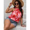 Nuova Maglietta a Maniche Corte con Stampa Senza Spalle da Donna con Scollo Halter Incrociato e Allacciatura sulla Schiena, Maglietta Pullover Estiva Casual alla Moda, Maglietta Larga Traspirante Plus Top