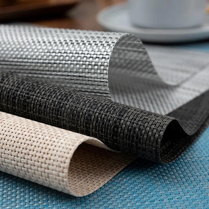 Place Mats Washable Easy To Clean Vinyl Dining Table Pads Durable PVC Weave Table Mats for Camp Party Hotel Home Decor