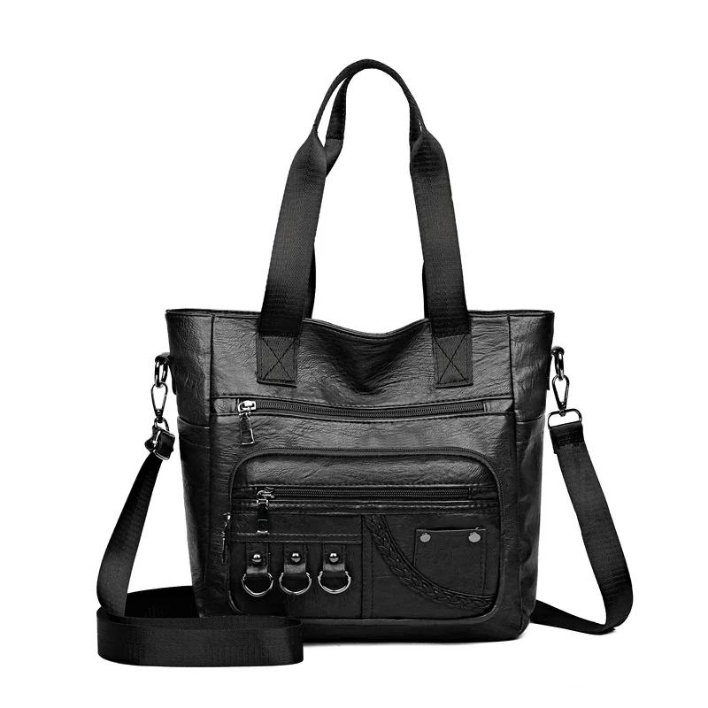 PU Fashion Youth Ladies Top-Handle Bags Versatile Zipper Crossbody Bags for Women  Commuting Sewing Thread