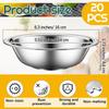 Tioncy 20 Pack Small Stainless Steel Bowls 6.3 Inch Wide Prep Bowls Stainless Steel Mixing Bowls Set for Kitchen Meal Prep Cooking Serving Baking