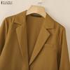 ZANZEA Women Casual Turn Down Collar Long Sleeve Patchwork Thin Cardigan Blouse