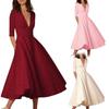 Robe élégante et décontractée en maille pour femme, avec col en V, disponible en plusieurs couleurs.