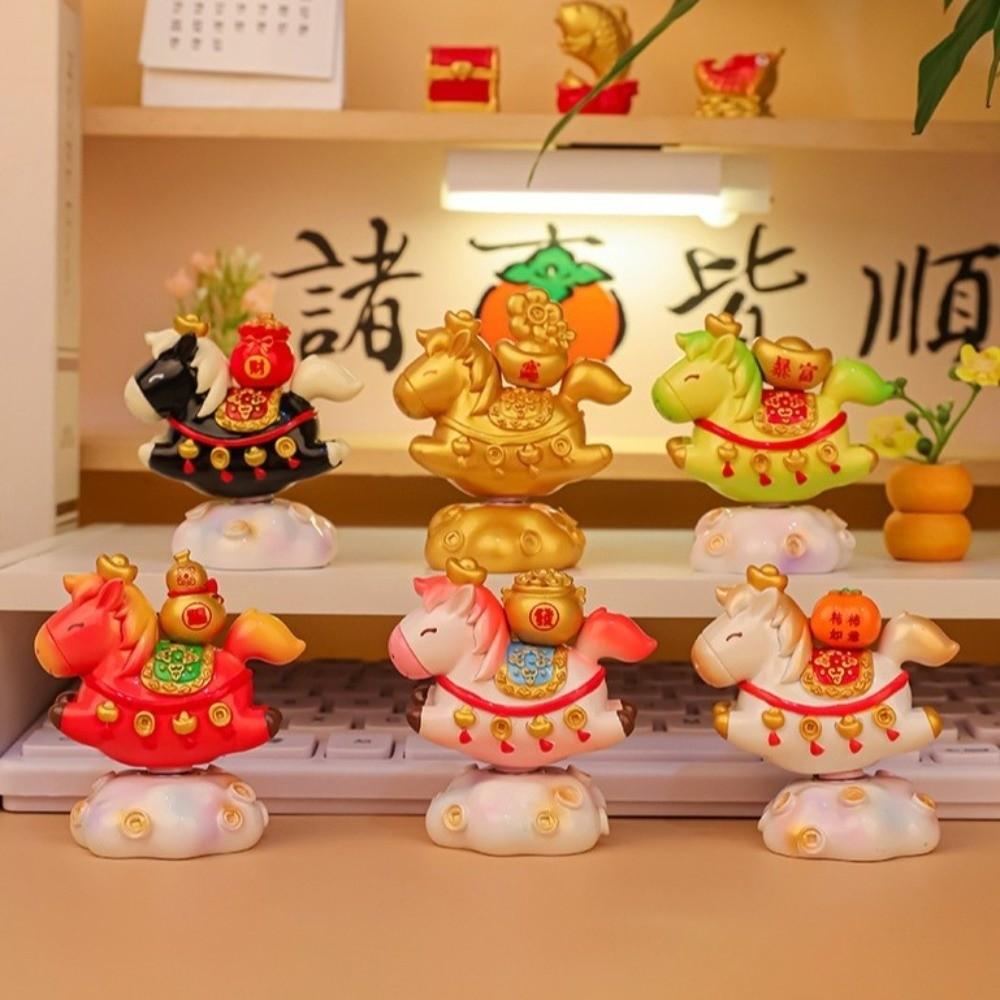 Vivid Design Rotatable Pony Figurine Resin Horse Statue Zodiac Horse Figurines Art Collectible