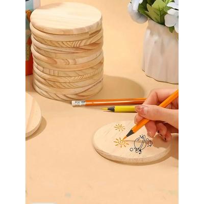 5pcs Unfinished Wood CoastersWood Slices For Nature Crafts And Wedding Decoration Blank Coasters Wood Kit For DIY Art Painting