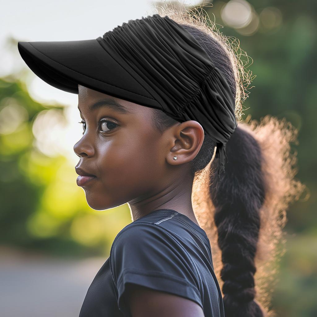 Children'S Sports Empty Top Hat Outdoor Ponytail Beach Visor Big Brim Girls Quick-Drying Hat 3-12 Years Old