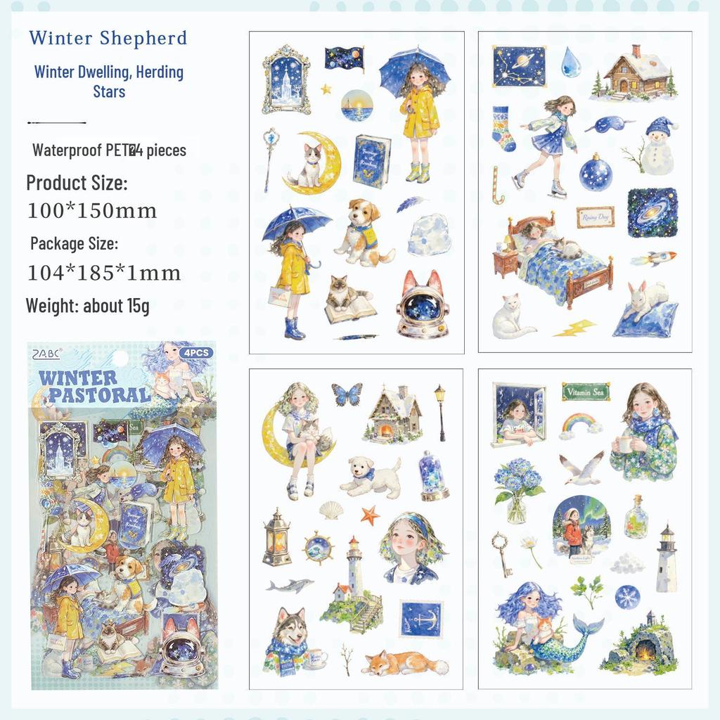 Yue Zhen Waterproof Character Stickers for Journals and Kids - PET Material