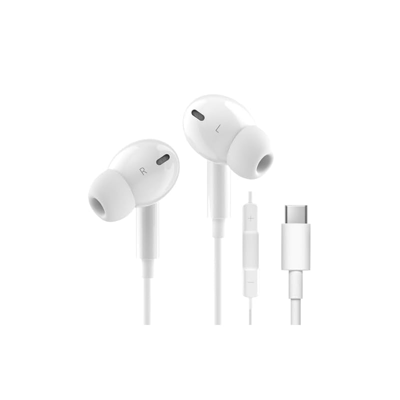 [Enhanced Sound Quality Version] USB-C Earphones, Wired, TYPE-C Headphones [Compatible with iPhone 15, 16], HIFI Sound Quality, Volume Control, Deep