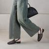 French Woven Cut-Out Chunky Low Heel Closed-Toe Sandals for Women - Summer Versatile Single Strap Round Toe Backless Shoes
