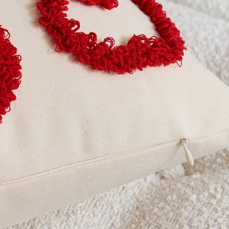 1pc Valentines Lumbar Gift Pillow Case Embroidery Heart Love Throw Cushion Case for Home Bedroom Sofa Couch Wedding Decoration