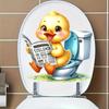 A Cute Little Duck Toilet Sticker - Bathroom Decal Featuring a Smiling Yellow Duck on a Toilet Paper Roll, Suitable for Bathrooms, Walls, And Mirrors