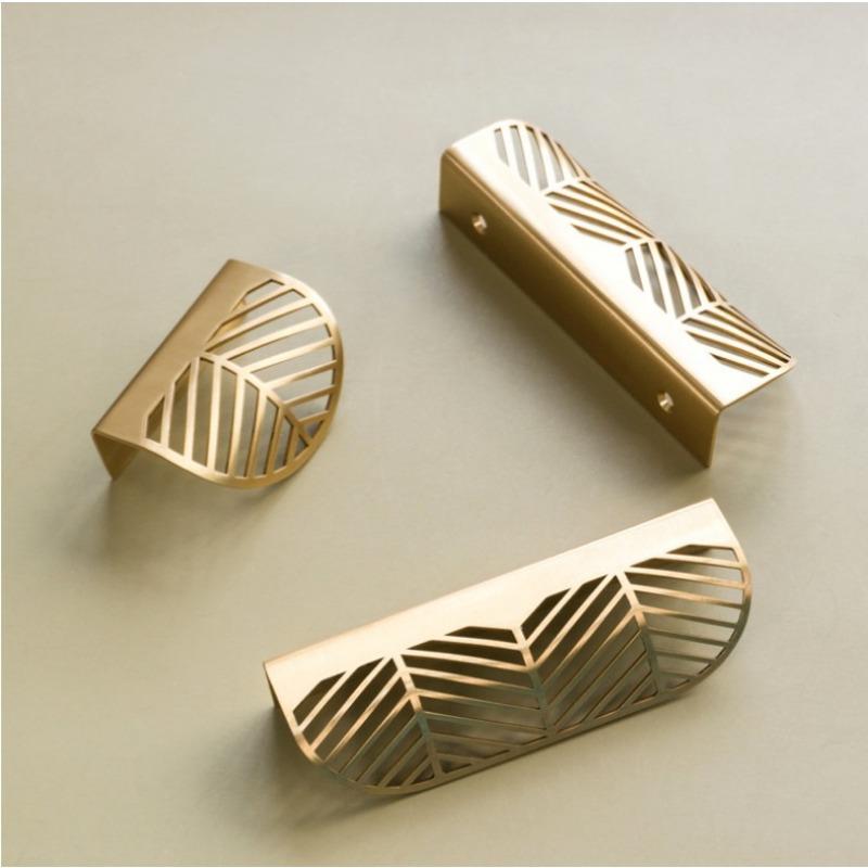 Leaf-shaped Modern Furniture Drawer Brass Handles Furniture Wardrobe Drawer Knob Brass Door Handles