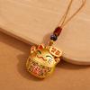 Chinese Style Pendant Cartoon Lucky Cat Key Chain Car Pendant Short Lanyard Lucky Cat Keychain Backpack Decoration Gifts