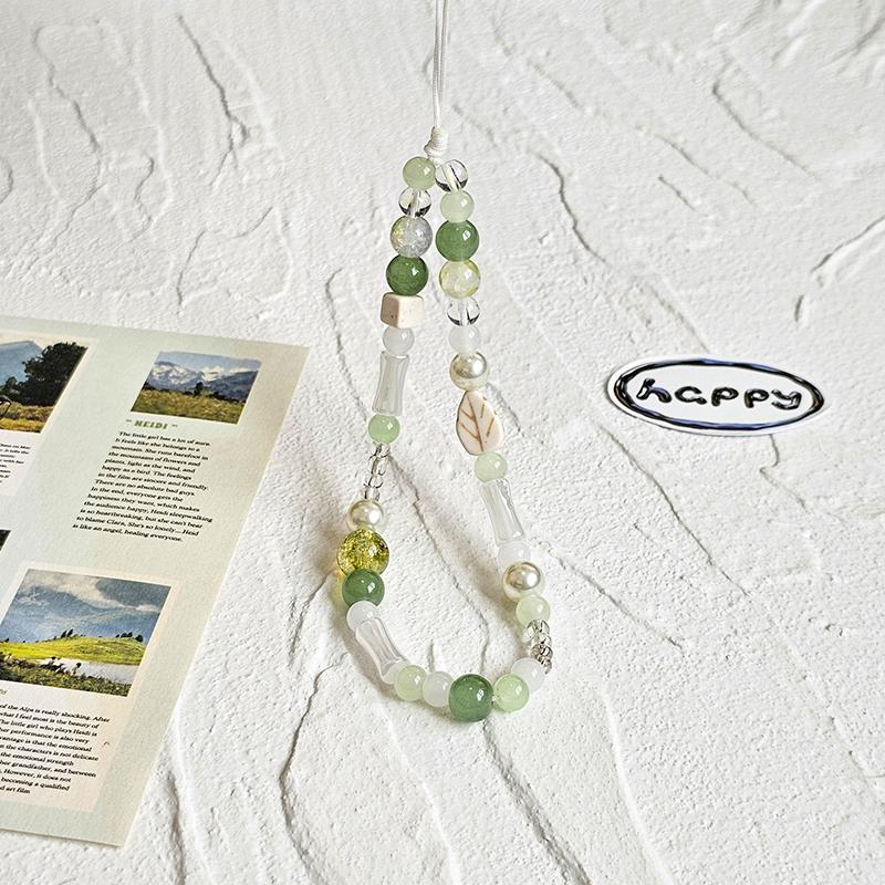 Kinesisk Stil Teal Grønn Telefon Lanyard Y2K Perlebesatt Mobiltelefonkjede Håndleddsstropp For Jenter Vintage Telefonanheng Nøkkelring