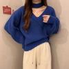Autumn And Winter New Design Sense Hanging Neck Sweater Women's Fashion V-neck All-match Slimming Clavicle Knitted Top