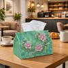 1pc Asian Peony Branch Tissue Box - Pink Green Watercolor Vibe Napkin Storage Box, Suitable for Rolls/facial Tissues/single Sheets,Two Sizes Available