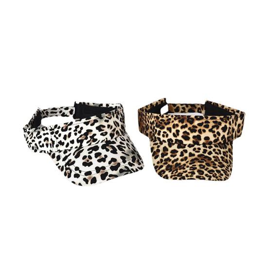 Leerer Dach Leopardenmuster Verstellbares Klettband Sonnenhut Damen Verlängerte Krempe Tennis Sporthut Modeaccessoires