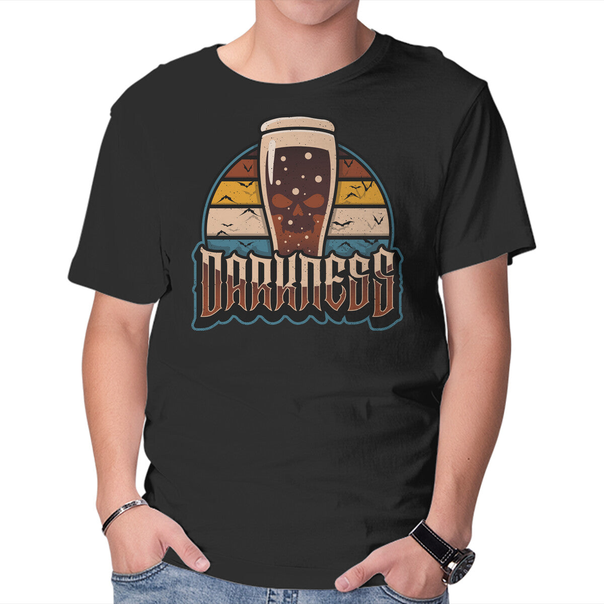 Unisex Crew Neck T-Shirt Vintage Darkness Graphic Short Sleeve Casual Tee XXXL