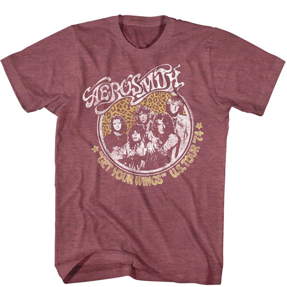Aerosmith Get Your Wings US Tour 74 Men T Shirt Leopard Rock Band Album Merch S