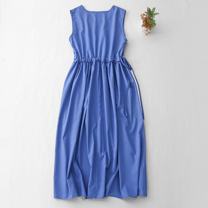 Beautiful Dress, Seaside Temperament, Blue Sleeveless Dress, Women's Summer