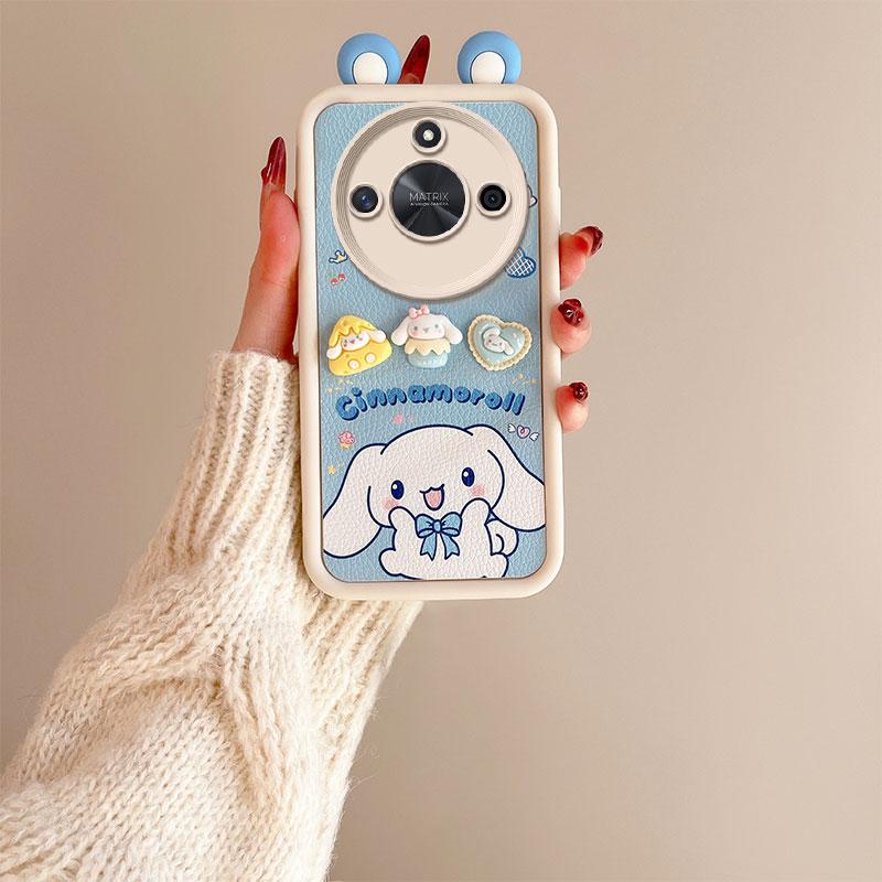 KEYSION Cute Ear 3D Cartoon Case for HONOR X9c Smart 5G with Bracelet Soft Silicone Shockproof Phone Cover for Huawei Honor X9c Smart