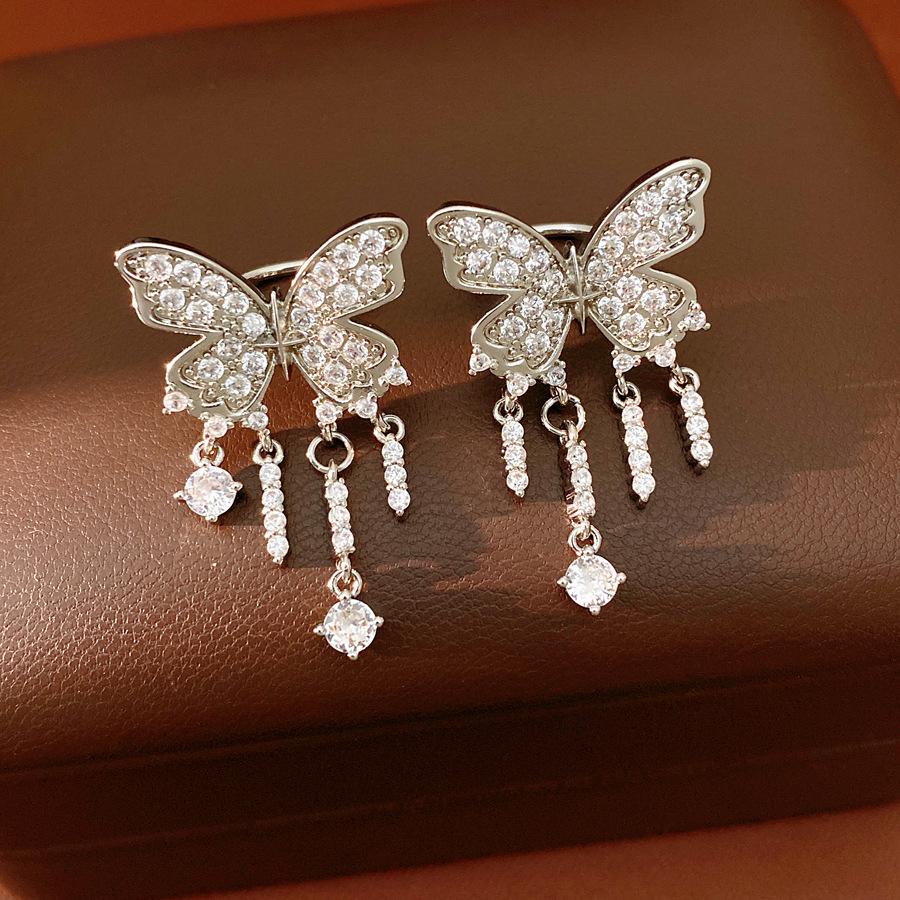 Elegant Zirconia Butterfly Tassel Ear Cuff: Versatile, Luxurious Earrings for Women